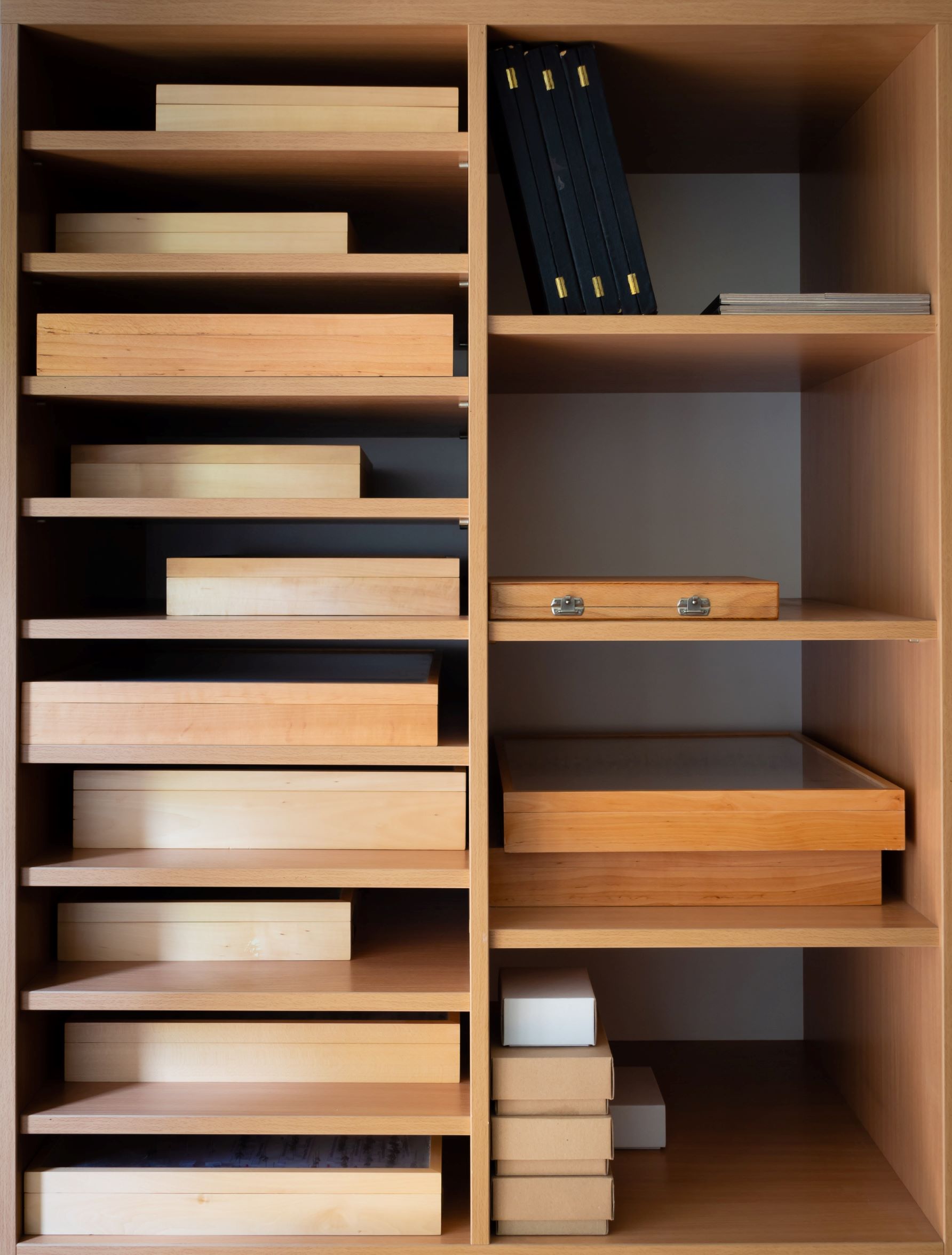 Organized Cabinet Wood shelves Resized 4mp